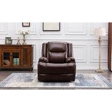 3 Pieces Manual Genuine Leather Recliner Sofa Set with Cup Holders