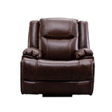 3 Pieces Manual Genuine Leather Recliner Sofa Set with Cup Holders