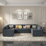 3 Pieces Oversized U-Shaped Sectional Sofa, 6-Seat Upholstered Corner Sofa with Comfort Upholstered Thick Seat and Back Cushions