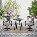 MAISON ARTS 3 Pieces Patio Bistro Set Patio Furniture Dining Sets, 2 Swivel Chairs with Cushions and 1 Round Coffee Table