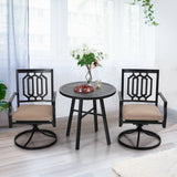MAISON ARTS 3 Pieces Patio Bistro Set Patio Furniture Dining Sets, 2 Swivel Chairs with Cushions and 1 Round Coffee Table