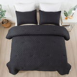 3 Pieces Quilted Creased Square Comforter Set with 2 Pillow Shams