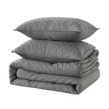 3 Pieces Quilted Creased Square Comforter Set with 2 Pillow Shams