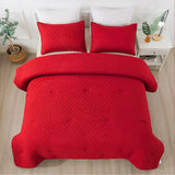 3 Pieces Quilted Creased Square Comforter Set with 2 Pillow Shams