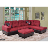 3-Pieces Sectional Sofa Set,Right Facing,Red Microfiber(104B)