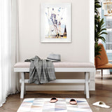 3 Pieces Wood Kitchen Dining Table Set with 2 Upholstered Benchest