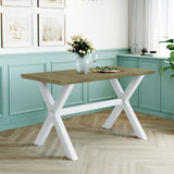 3 Pieces Wood Kitchen Dining Table Set with 2 Upholstered Benchest