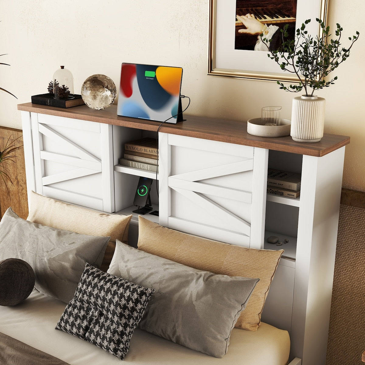 3 Pieces Wooden Bedroom Set /Full Bed and Nightstand and Dresser