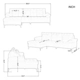 3 Seat L-shaped Sectional Sofa Velvet Upholstered Sofa & Left Hand Facing Chaise