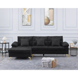 3 Seat L-shaped Sectional Sofa Velvet Upholstered Sofa & Left Hand Facing Chaise