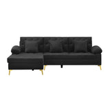 3 Seat L-shaped Sectional Sofa Velvet Upholstered Sofa & Left Hand Facing Chaise