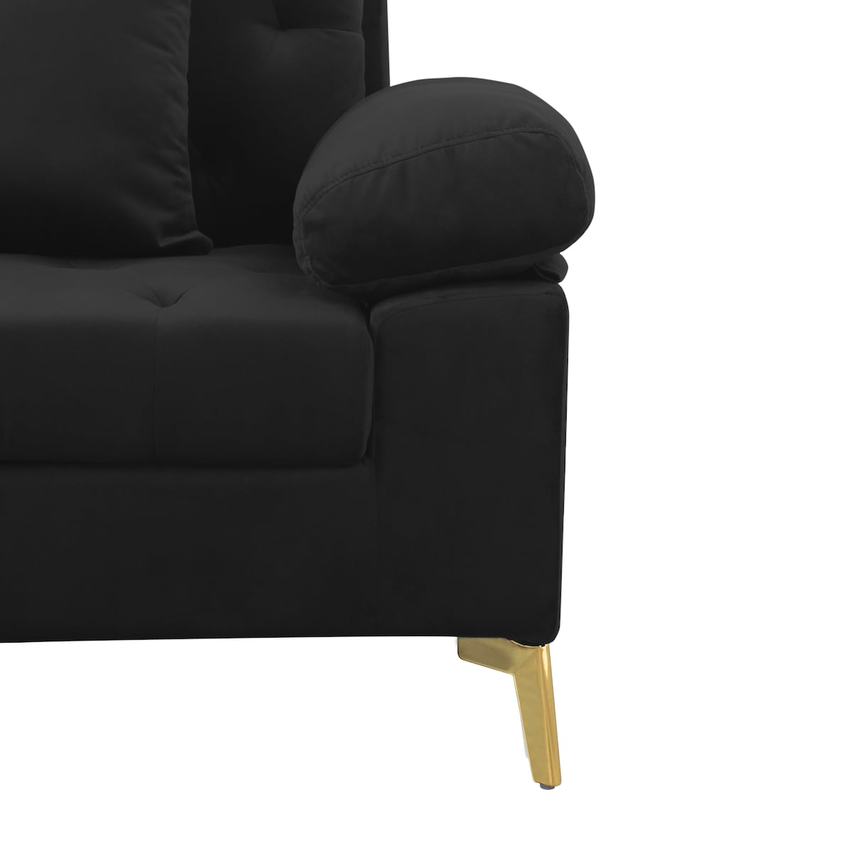 3 Seat L-shaped Sectional Sofa Velvet Upholstered Sofa & Left Hand Facing Chaise