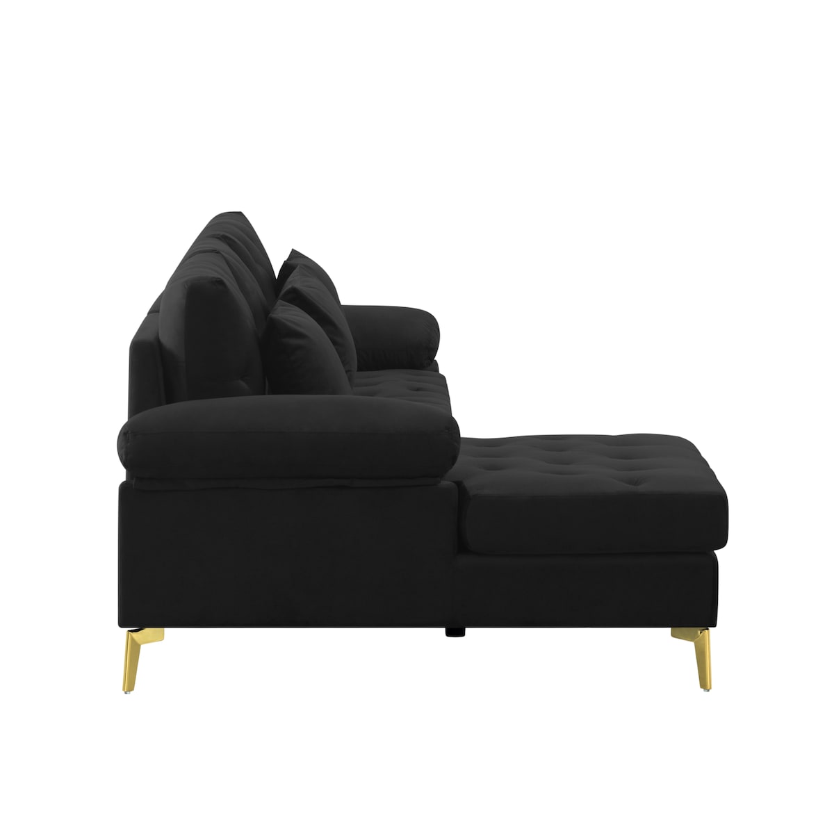 3 Seat L-shaped Sectional Sofa Velvet Upholstered Sofa & Left Hand Facing Chaise
