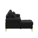3 Seat L-shaped Sectional Sofa Velvet Upholstered Sofa & Left Hand Facing Chaise