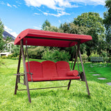3-Seat Outdoor Patio Porch Swing Chair, Adjustable Canopy Swing