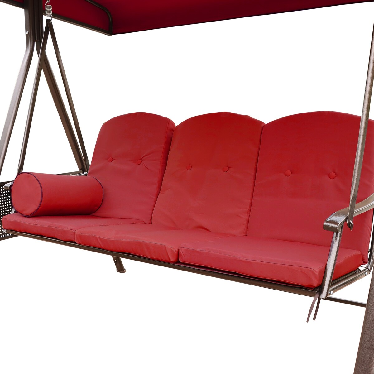 3-Seat Outdoor Patio Porch Swing Chair, Adjustable Canopy Swing