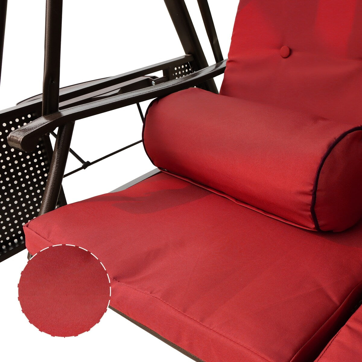 3-Seat Outdoor Patio Porch Swing Chair, Adjustable Canopy Swing
