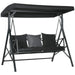 3-Seat Patio Swing Chair Glider with Cushion,3 Throw Pillows and Adjustable Canopy for Porch,Garden,Poolside,Backyard