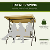3-Seat Patio Swing Chair Glider with Cushion,3 Throw Pillows and Adjustable Canopy for Porch,Garden,Poolside,Backyard