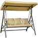 3-Seat Patio Swing Chair Glider with Cushion,3 Throw Pillows and Adjustable Canopy for Porch,Garden,Poolside,Backyard