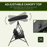 3-Seat Patio Swing Chair Glider with Cushion,3 Throw Pillows and Adjustable Canopy for Porch,Garden,Poolside,Backyard