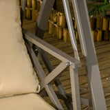 3-Seat Patio Swing Chair Glider with Cushion,3 Throw Pillows and Adjustable Canopy for Porch,Garden,Poolside,Backyard