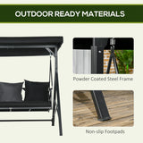 3-Seat Patio Swing Chair Glider with Cushion,3 Throw Pillows and Adjustable Canopy for Porch,Garden,Poolside,Backyard