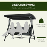 3-Seat Patio Swing Chair Glider with Cushion,3 Throw Pillows and Adjustable Canopy for Porch,Garden,Poolside,Backyard