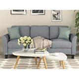 3-Seat Sofa Living Room Linen Fabric Sofa (Gray)