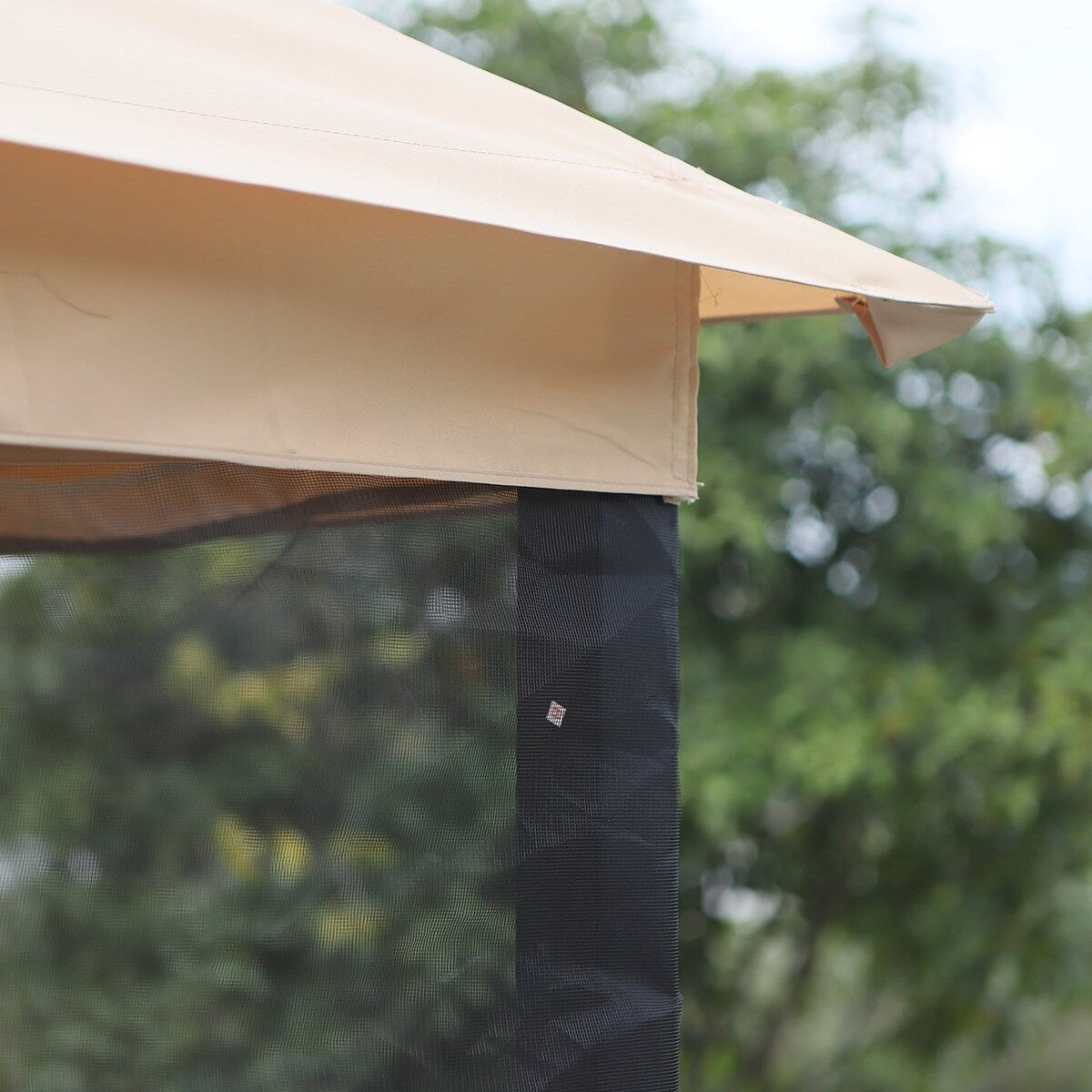 3-Seat Steel Patio Swing Chair with Double Tier Canopy, Mesh Sidewalls and Pillows - 100.75" x 67.75"