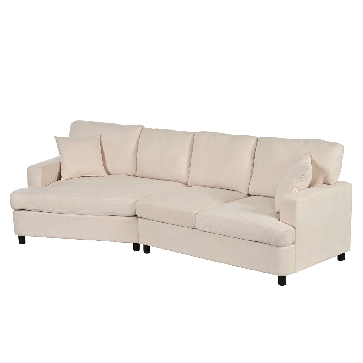 3 Seat Streamlined Sofa with Removable Back and Seat Cushions and 2 pillows, for Living Room, Office, Apartment