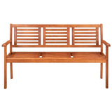3-Seater Garden Bench with Cushion 59.1" Solid Eucalyptus Wood