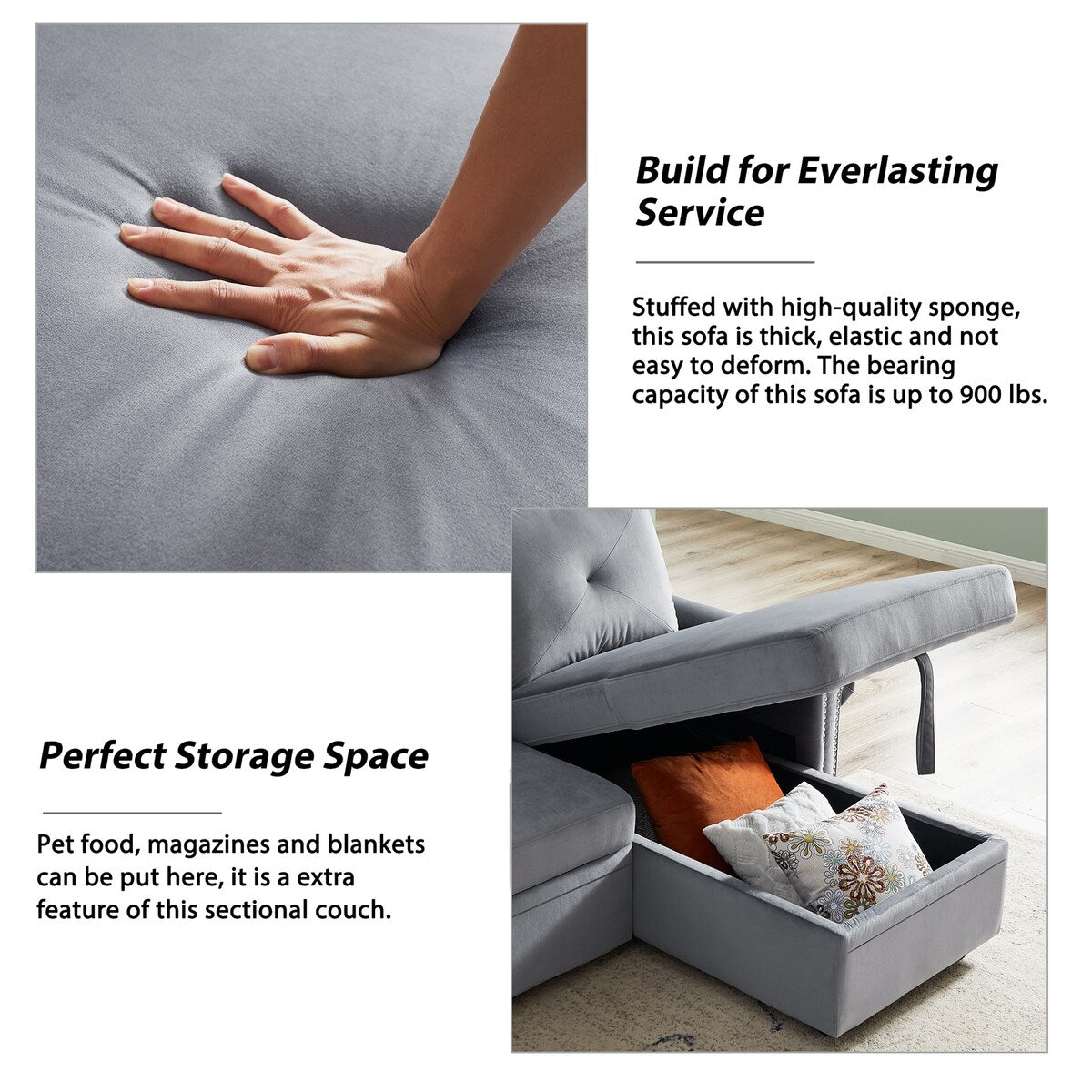 Nestfair 3-Seater L-Shape Sofa Corner Couch with Storage Chaise