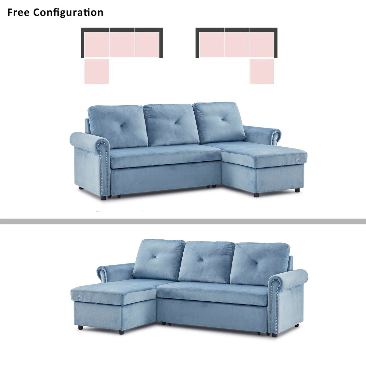 Nestfair 3-Seater L-Shape Sofa Corner Couch with Storage Chaise