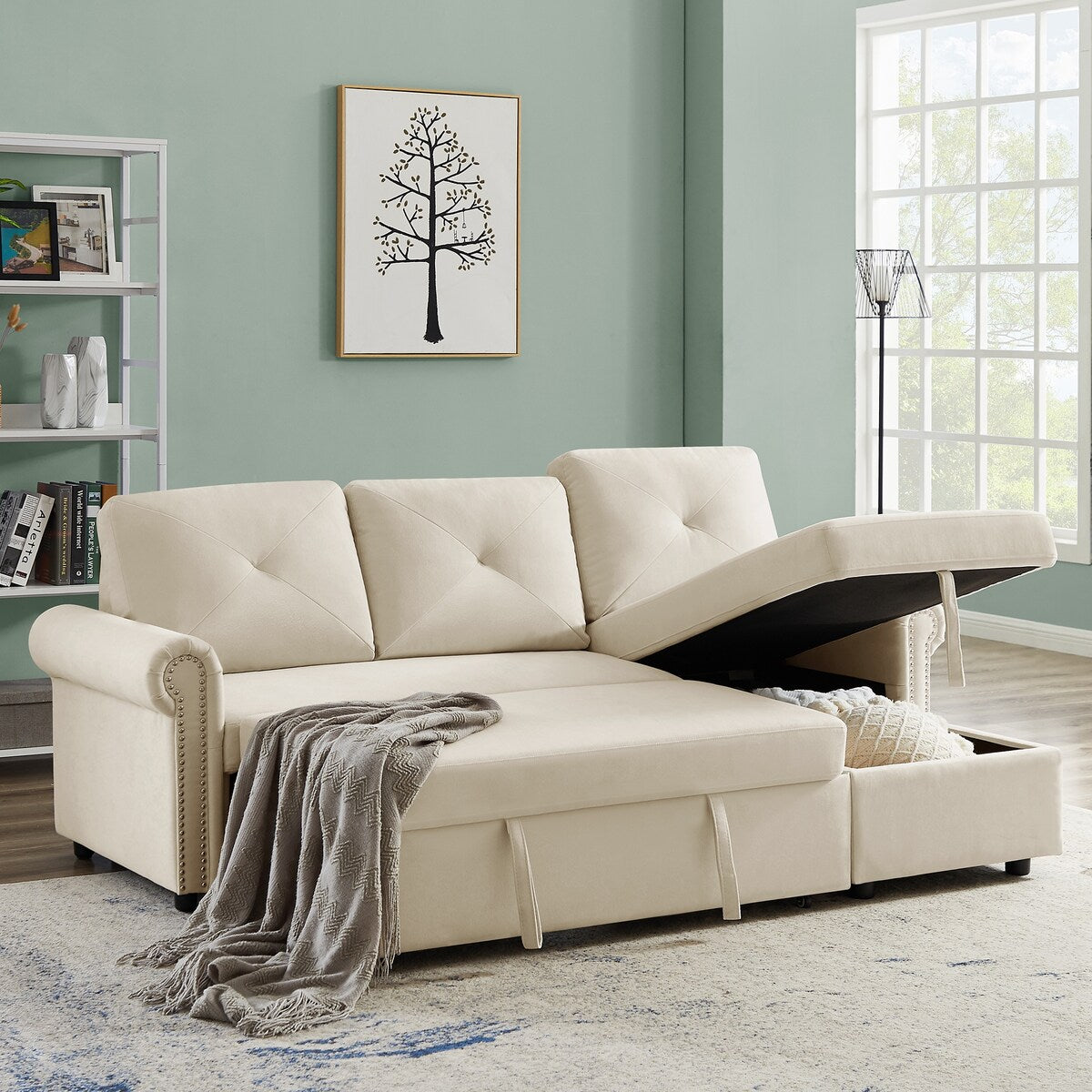 Nestfair 3-Seater L-Shape Sofa Corner Couch with Storage Chaise