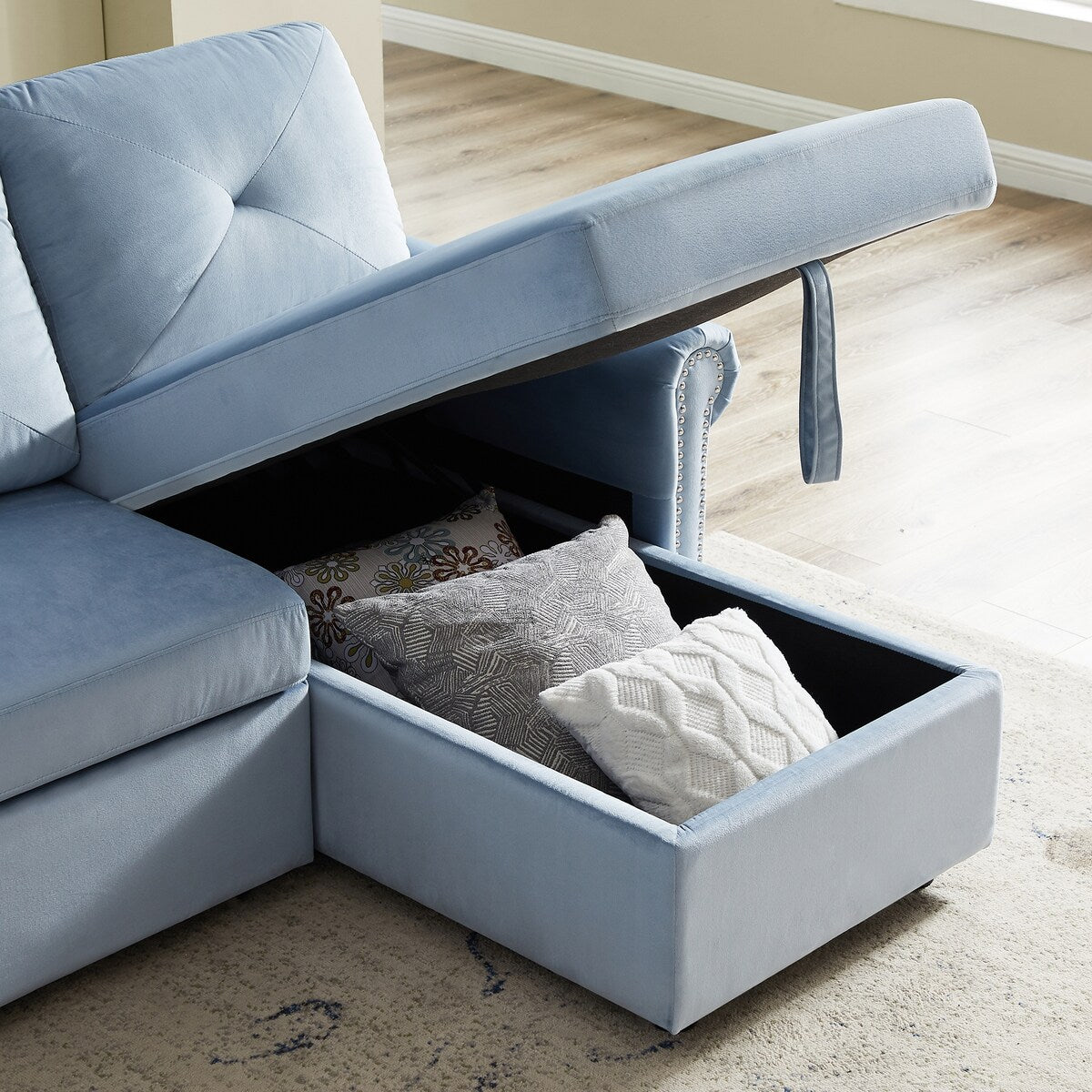 Nestfair 3-Seater L-Shape Sofa Corner Couch with Storage Chaise