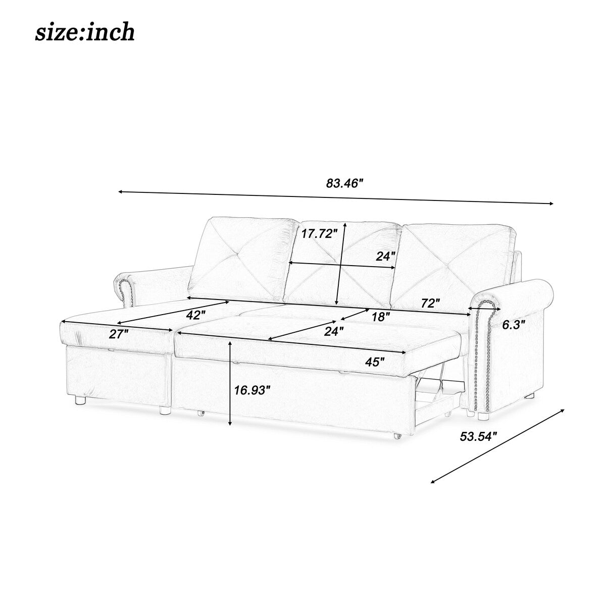Nestfair 3-Seater L-Shape Sofa Corner Couch with Storage Chaise