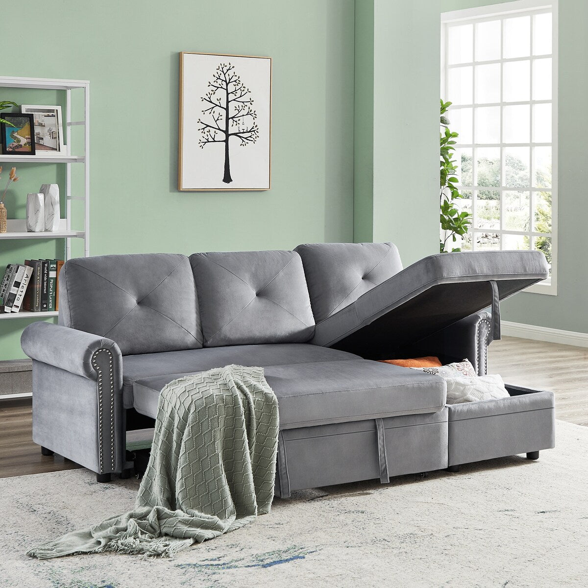 Nestfair 3-Seater L-Shape Sofa Corner Couch with Storage Chaise