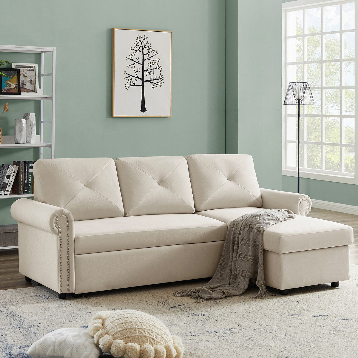Nestfair 3-Seater L-Shape Sofa Corner Couch with Storage Chaise