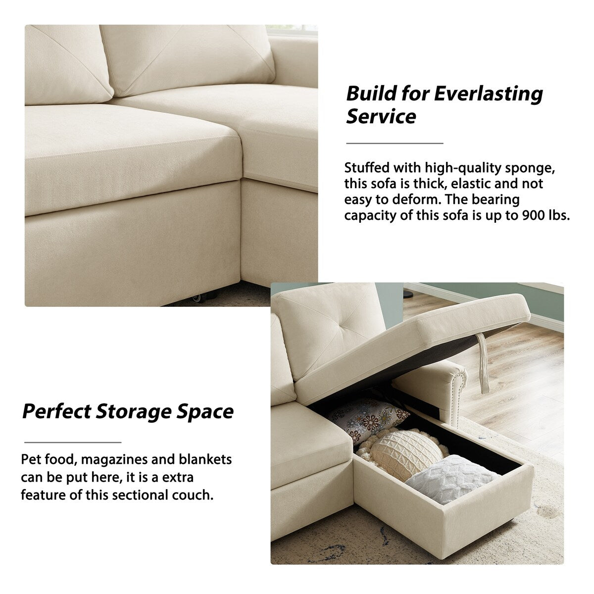Nestfair 3-Seater L-Shape Sofa Corner Couch with Storage Chaise