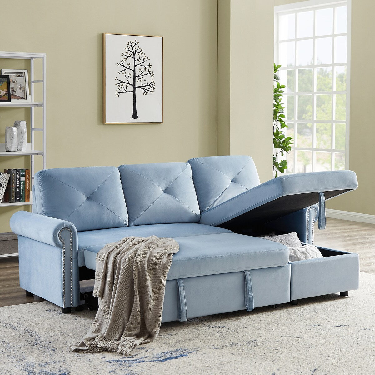 Nestfair 3-Seater L-Shape Sofa Corner Couch with Storage Chaise