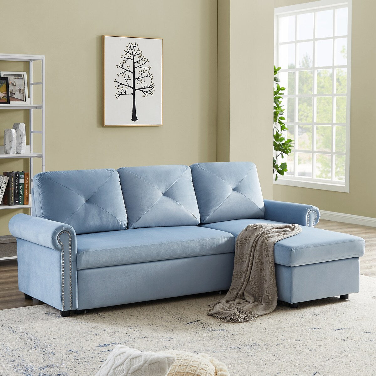 Nestfair 3-Seater L-Shape Sofa Corner Couch with Storage Chaise