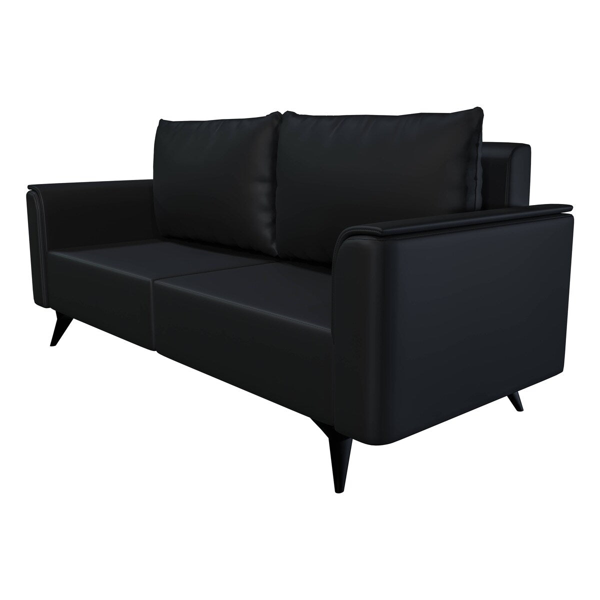 Rusk 3-Seater Leather Sofa Couch with Steel Legs and Removable Cushions for Living Room & Bedroom