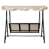 3-Seater Outdoor Adjustable Canopy Porch Swing Chair for Patio, Garden Balcony w/Armrests Textilene Fabric Steel Frame