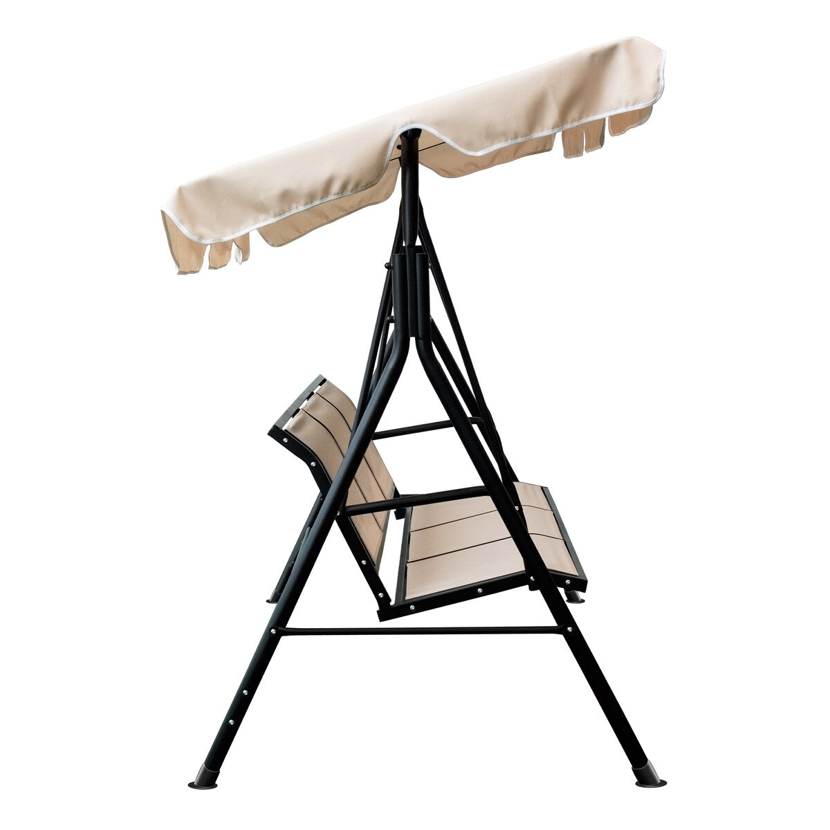 3-Seater Outdoor Adjustable Canopy Porch Swing Chair for Patio, Garden Balcony w/Armrests Textilene Fabric Steel Frame