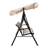 3-Seater Outdoor Adjustable Canopy Porch Swing Chair for Patio, Garden Balcony w/Armrests Textilene Fabric Steel Frame