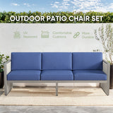 3 Seater Rattan Sofa for Outside Garden - Blue