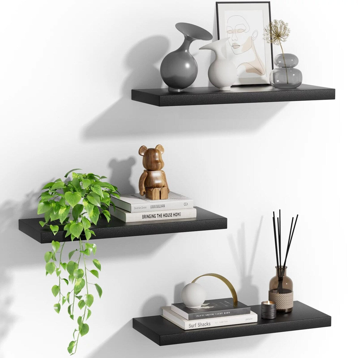 3 Sets 15 x 7" Wall Mounted Floating Shelves
