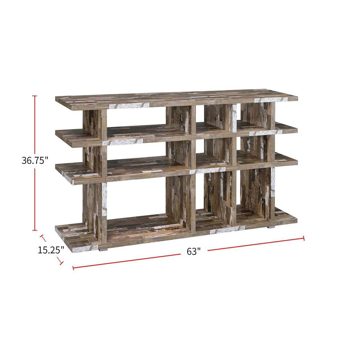 3-Shelf Low Bookcase in Salvaged Cabin