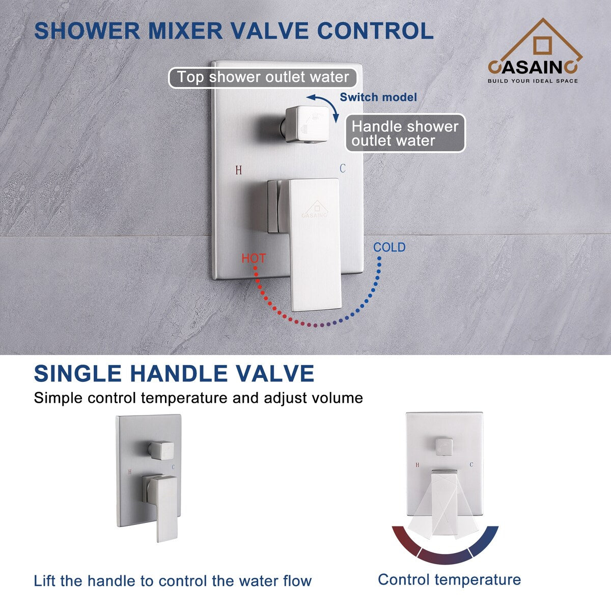 3-Spray 12 in. Ceiling Mount Dual Shower Heads 2.5 GPM Fixed and Handheld Shower Head - 12 inch
